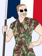 algerian_war badge brown_hair buff clothes flag:france france glasses lizard_camo looking_to_the_right military_uniform oas smilling sunglasses variant:chudjak white_skin // 3072x4096 // 3.4MB
