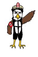 anger_mark angry animal armband bald_eagle beak bird clothes eagle fakemon feather full_body hat nazism redraw salute soyjak straight-arm_salute swastika variant:chudjak // 415x623 // 23.6KB