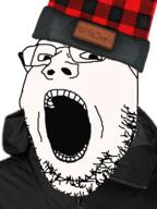 beanie clothes flannel glasses hat new_hampshire open_mouth soyjak stubble united_states variant:gapejak // 450x600 // 205.1KB