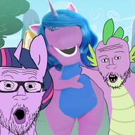 barney barneyfag cartoon dragon glasses horn my_little_pony open_mouth pony twilight_sparkle unicorn variant:two_pointing_soyjaks // 792x792 // 566.1KB