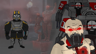 4soyjaks automotons_(helldivers) bald communism cyborg helldiver_(helldivers) helldivers_2 looking_at_you multiple_soyjaks red_eyes subvariant:muscular_chud variant:chudjak variant:feraljak variant:markiplier_soyjak video_game // 1920x1080 // 592.7KB
