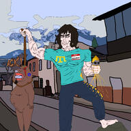 ! 3soyjaks ack angry arm art artist:tauritard astrofene_(namefag) belly belly_button blue_pants blue_shirt breasts brown_eyes brown_hair brown_skin brown_text city closed_mouth cloud crimean_tatar crying detailed door drawn_background exclamation_mark flag:crimean_tatar flag:israel foot glasses grey_skin hand hanging hello_my_name_is_(sticker) holding_lemon holding_object israel kratos lemon lemon_(user) lips man_boobs meta:namefags naked nipple open_mouth queen_of_spades red_sclera road rock rope soyjak squeeze squeezed standing star_of_david subvariant:perceptive_chud tamga tear text tongue tongue_out tree variant:chudjak variant:meximutt vein warrior-z_(user) water white_skin // 2000x2000 // 1.6MB