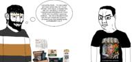beard black_rifle_coffee_company clothes dollar_shave_club dr_squatch dude_wipes glasses hair jeffrey_epstein keeps smile sweater t_shirt thought_bubble variant:chudjak // 3632x1724 // 1.1MB