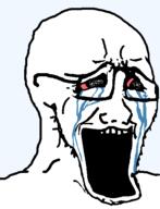 bald bloodshot_eyes crying distorted glasses open_mouth series:soyjak_restoration_project stretched_mouth stubble transparent_background variant:soyak // 444x580 // 11.5KB