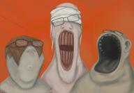 3soyjaks artist:nvke bandage ear francis_bacon glasses horror meta:featured open_mouth series:trios_&_duos soyjak stubble surreal teeth trend:soyjak_trio variant:gapejak variant:markiplier_soyjak variant:tony_soprano_soyjak // 2000x1400 // 1.5MB