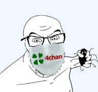 4chan angry arm bug facemask glasses hand holding_object mask soyjak stubble variant:feraljak you_will // 1600x1500 // 201.7KB