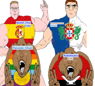 artist:chauvin brown_hair brown_skin castle chauvin_(namefag) colonization crown defiled_whore dragon eagle flag:aztec_empire flag:lgbt_pride_flag flag:portugal flag:spain flag:spanish_empire flag:united_farm_workers flag:wiphala greg_(faggot) greg_(pedophile) greg_(user) iberian_penisulahicano(namefag) jewishautismaward78_(namefag) lion meta:namefags meximutt_abuse mexiwhore,_defiled_whore native native_american peruvian_chud_(user) spanish_chud_(namefag) subvariant:cobbertaryan subvariant:mexiwhore sun trend:aryan trollio_(namefag) trollio_(user) variant:cobbert variant:godjak variant:meximutt white white_skin // 1183x1080 // 638.8KB