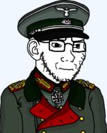 closed_mouth clothes collar_tabs concerned ear epaulettes frown glasses hat iron_cross meta:tagme military military_cap military_uniform nazism reichsadler soyjak stubble uniform variant:soyak // 988x1221 // 47.8KB