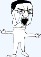 angry arm crying full_body glasses hair hand leg open_mouth seething soyjak template variant:chudjak // 357x498 // 58.4KB