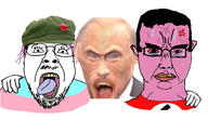 2soyjaks angry bloodshot_eyes clothes communism crying glasses hat monkey_putin mustache nazism open_mouth pink_skin russia russo_ukrainian_war stubble subvariant:chudjak_front swastika tranny variant:bernd variant:chudjak vladimir_putin // 938x541 // 237.4KB