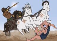 5soyjaks amerimutt chariot chud defeated elon_musk hinduism horse india indian nazism smug smugjak soyjak sword tesla trend:aryan // 1280x913 // 1.1MB