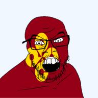 angry flag flag:shimane glasses hair japan looking_at_you mustache open_mouth shimane soyjak stubble teeth todofuken transparent_background variant:feraljak // 1500x1500 // 86.8KB
