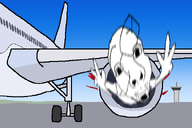 airplane airport arm background bald blood eyebrows full_body glasses hand lips motion_blur nose open_mouth sky stubble variant:fisheyejak wheel // 600x400 // 111.0KB
