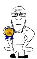 accessory arm award badge bald boot closed_mouth full_body glasses gooned_to_nate_award gooner i_look_like_this leg nate neutral poorly_drawn ribbon stubble subvariant:neutralplier text variant:markiplier_soyjak white_background // 902x1418 // 98.8KB