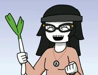 animated avengers background beanie closed_mouth clothes food glasses hair hand holding_object ievan_polkka leek leekspin music necklace open_mouth singing smile soy soylent variant:soytan vegetable video // 942x720, 27s // 2.7MB