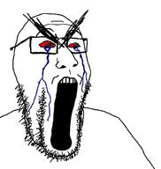 angry angry_eyebrows crying glasses large_mouth markiplier meta:tagme nuvariant open_mouth red_eyes seething subvariant:paperplier variant:markiplier_soyjak // 1382x1456 // 53.2KB