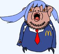 amerimutt azur_lane blue_hair bowtie brim_lane essex essex_(azur_lane) gacha glasses lanenigger mcdonalds orange_eyes snca stubble tranny_lane troon_lane variant:budgiejak // 611x565 // 22.1KB