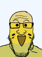 beak bird closed_mouth glasses neutral soyjak stubble subvariant:neutralplier variant:markiplier_soyjak // 600x800 // 15.6KB