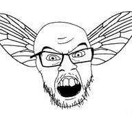 angry animated bug butterfly ext=gif glasses mustache open_mouth soyjak stubble variant:feraljak wing // 1000x1000 // 326.5KB