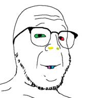 buck_teeth closed_mouth colorful glasses smile soyjak stubble variant:buckteeth_soyjak // 400x453 // 14.7KB