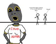 baby clothes hair open_mouth question_mark smile soot soot_colors soyjak soyjak_party stubble subvariant:gerald text tshirt variant:cobson // 700x548 // 48.1KB