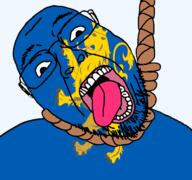 animal country flag flag:lviv glasses hair hanging lion lviv_oblast oblast open_mouth rope soyjak stubble suicide teeth tongue transparent transparent_background ukraine variant:bernd yellow_teeth // 768x719 // 115.2KB