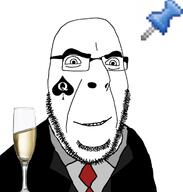 bbc clothes glass glasses meta:tagme necktie push_pin queen_of_spades smile smug soyjak sticky stubble suit tattoo variant:cobson wine // 680x713 // 157.4KB