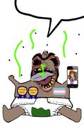 Diner_dash Wedding_dash angry arm beard bloodshot_eyes brown_skin diaper flag:transgender_pride_flag flies happy_merchant iphone judaism leg medal nose open_mouth pedophile phone poop quinn quinn(wedding_dash) speech_bubble speech_bubble_empty stinky subvariant:korgjak subvariant:pissbaby teeth text tongue variant:skajyosjak yellow_teeth // 916x1480 // 487.4KB