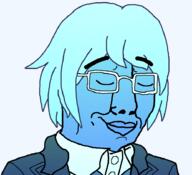 anime artist:hellcat asian blue_hair blue_skin button calm closed_eyes closed_mouth clothes danganronpa:_trigger_happy_havoc danganronpa_(series) glasses hair school_uniform smug soyjak suit togami_byakuya variant:chudjak video_game visual_novel // 922x838 // 104.2KB