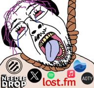 ack album_of_the_year anthony_fantano apple_(company) bloodshot_eyes crying dead flag glasses hair hanging headphones last_fm mustache open_mouth pitchfork purple_hair rate_your_music rope soyjak spotify stubble suicide template the_needle_drop tongue tranny twitter variant:bernd yellow_teeth // 768x719 // 125.5KB