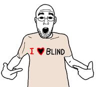 arm black_eyes blind clothes ear glasses hand heart i_heart_nigger i_love meta:tagme open_mouth pointing soyjak stubble tshirt variant:shirtjak // 618x559 // 19.4KB