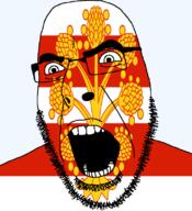 angry british england flag flag:westmorland glasses hair looking_to_the_left open_mouth soyjak stubble teeth thick_eyebrows united_kingdom variant:cobson westmorland // 721x789 // 185.9KB