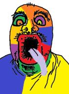 colorful crazed distorted hair open_mouth stubble tongue tongue_out variant:tardson // 562x767 // 70.2KB