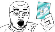 2soyjaks angry arm card clothes glasses hand holding_object mustache open_mouth pachirisu pokemon ring sinnoh soyjak trend:squirreljakking variant:feraljak variant:unknown // 2144x1248 // 516.5KB