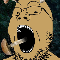 brown_skin forest fungus glasses irl_background lost_soul mushroom open_mouth soyjak stubble variant:gapejak // 448x588 // 405.3KB