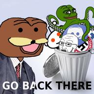 anti_soyjak discord frog pepe pol_(4chan) reddit snoo spurdo squid tentacle text trash_can variant:soyak // 600x600 // 65.2KB