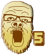 5 anniversary counter glasses gold number open_mouth second_soyanniversary soyanniversary soyjak stubble teeth text variant:a24_slowburn_soyjak // 200x250 // 12.0KB