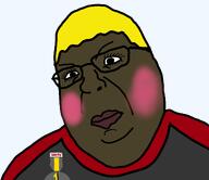 badge blush brown_skin closed_mouth clothes eyelashes fat glasses hair meta:leaky nate nusoicaca shaved subvariant:hunky_twink_sex_machine subvariant:shotchud variant:chudjak variant:shotjak yellow_hair // 1273x1100 // 186.8KB