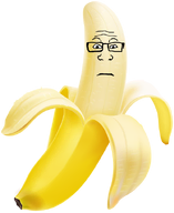 banana eyebrows food fruit glasses subvariant:neutralplier transparent_background variant:markiplier_soyjak wrinkles // 490x600 // 165.4KB