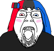 black_shirt blush female glasses hair heterochromia looking_at_you merge nintendo nintendo_switch nose open_mouth soysuba stubble teeth tongue variant:bernd variant:soysuba video_game white_background white_skin woman // 1200x1125 // 75.7KB