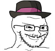 closed_mouth clothes don_turtelli eyebrows eyes glasses hat moustache smug stubble variant:soyak white_background wrinkles // 861x795 // 206.1KB