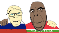 black_skin blue_eyes flag:russia friendship glasses lezgin no_more_brother_wars russia stubble subvariant:wholesome_feraljak variant:cobson variant:feraljak white_background yellow_skin // 1920x1080 // 398.5KB