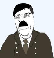 adolf_hitler closed_mouth clothes glasses necktie smile smug soyjak stubble subvariant:nucob suit variant:cobson // 827x897 // 30.6KB