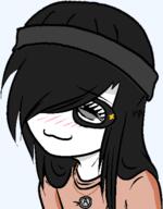 anime avengers beanie blush closed_eyes closed_mouth clothes drawgirl emo_hair eyebrows eyelashes female girl glasses hair happy hat necklace redraw smile transparent_background variant:soytan // 391x500 // 35.5KB