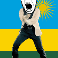 angry animated country dance flag full_body gangnam_style glasses irl open_mouth rwanda soyjak stubble sun variant:cobson // 300x460 // 503.5KB
