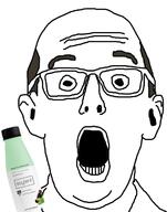 avgn bald bottle glasses james_rolfe open_mouth plastic_bottle soy soylent soylent_(mint_chocolate) soylent_bottle variant:NasalIrrigation // 1198x1524 // 104.0KB