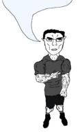 arm buff closed_mouth clothes ear glasses hair hand speech_bubble speech_bubble_empty subvariant:chudjak_front subvariant:unbotheredchud variant:chudjak vein // 981x1608 // 37.7KB