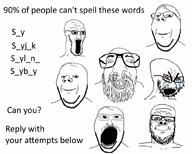 angry bloodshot_eyes closed_mouth crying distorted glasses meta:tagme multiple_soyjaks open_mouth puzzle smile soyjak spell stretched_mouth stubble subvariant:wholesome_soyjak text variant:a24_slowburn_soyjak variant:gapejak variant:israeli_soyjak variant:soyak variant:unknown // 1000x800 // 130.1KB