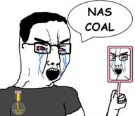 angry arm badge bloodshot_eyes clothes coal crying glasses hair hand holding_object mirror nas open_mouth soot_colors soyjak soyjak_party tshirt variant:chudjak // 1224x1052 // 47.6KB