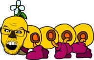 bug caterpillar flower full_body glasses leg mario mustache nintendo open_mouth plant shoe soyjak stubble variant:feraljak video_game wiggler // 1395x886 // 90.8KB